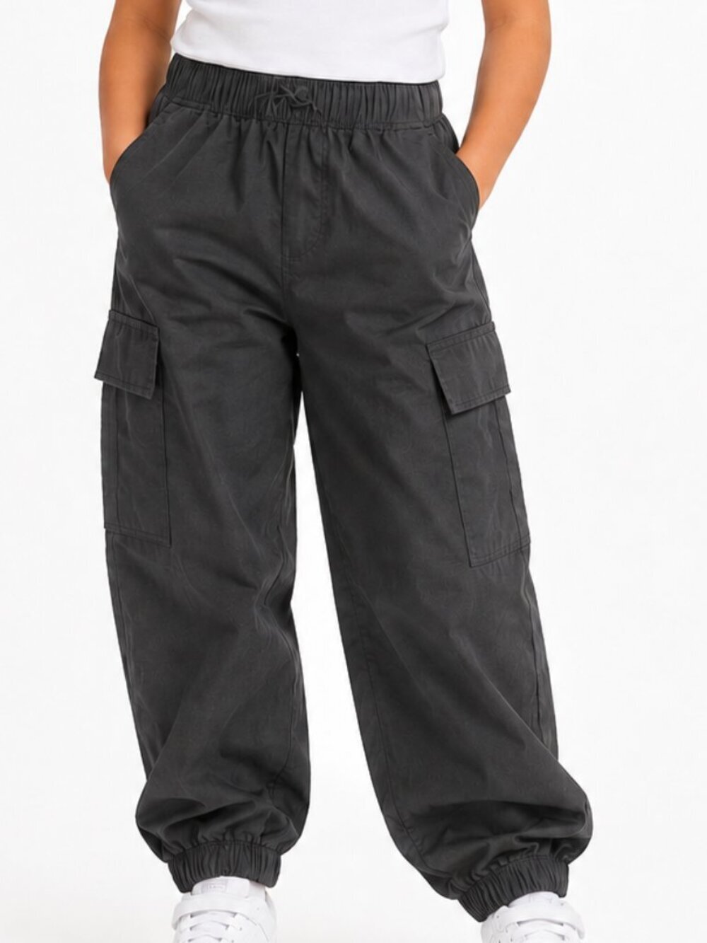 GAP Kids Black Lightweight Cotton Cargo Jogger Pants Girls Size 6 NWT